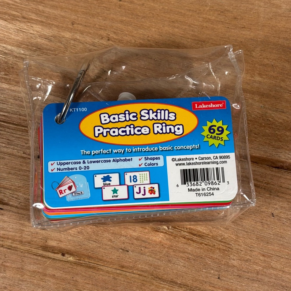 Lakeshore Basic Skills Practice Ring 69 Flash Cards Alphabet Numbers KT1100